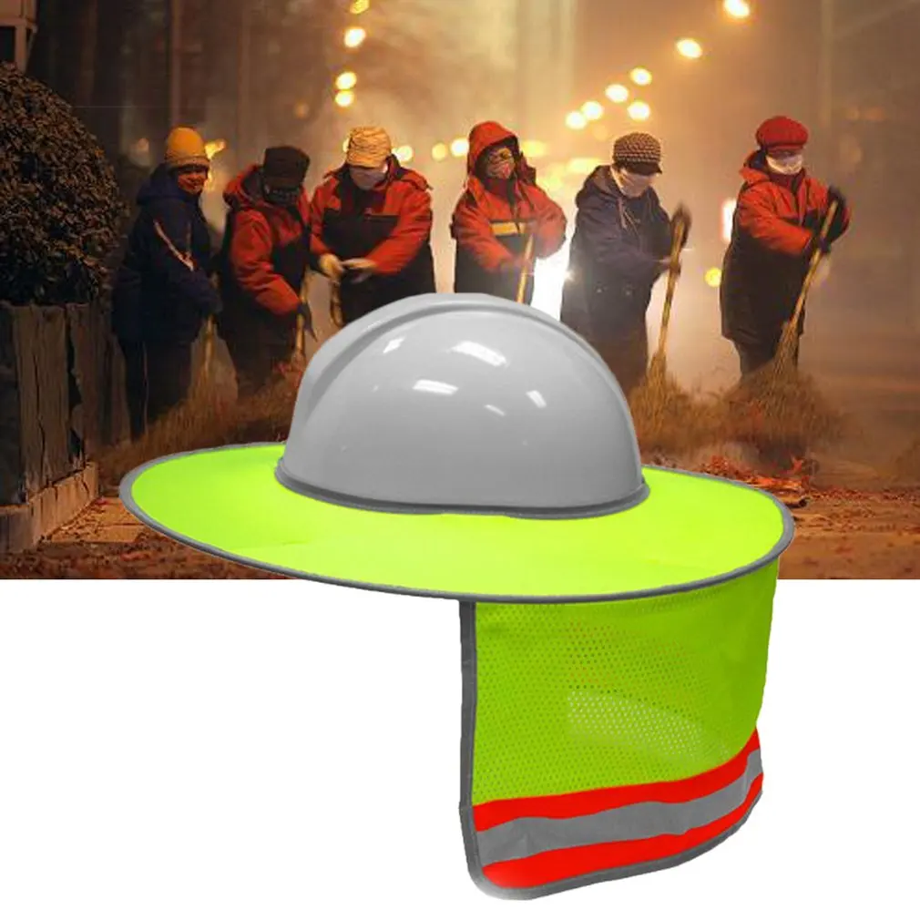 ESCAM Sunshade Outdoor Construction Safety Hard Hat Sun Shade Neck Shield Reflective Stripe Protective Helmets Shield