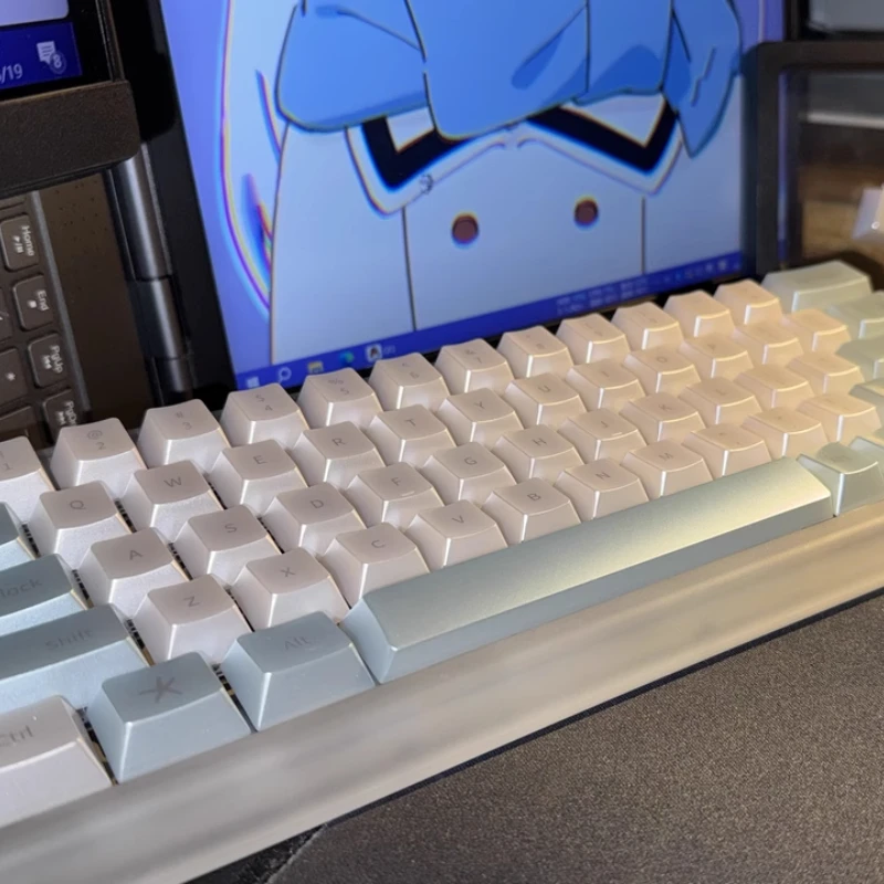 

Glass Sea Pearlescent Theme Keycaps Set PC Cherry Profile Custom Original Handmade Keycaps for Mechanical Keyboard Accessories
