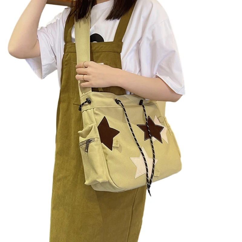 School Bag Large Capacity Crossbody Shoulder Bag for Teens Versatile Vintage Bag