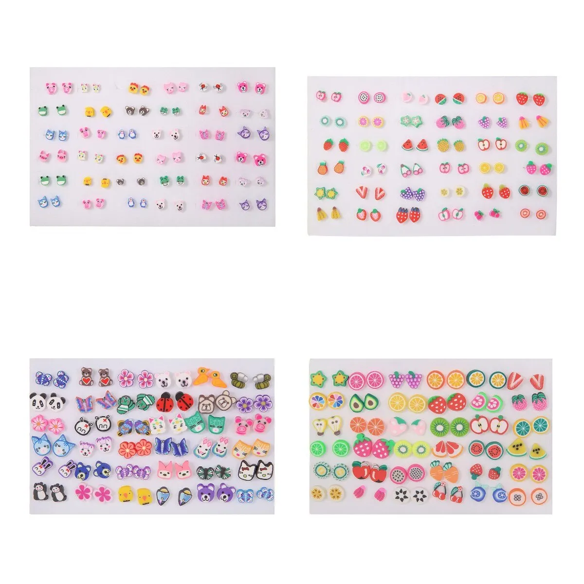 Trendy 36Pairs/lot Women Fruit Animal Stud Earrings Set New Fashion Resin Colorful Multi-style Party Birthday Gifts Female Ear