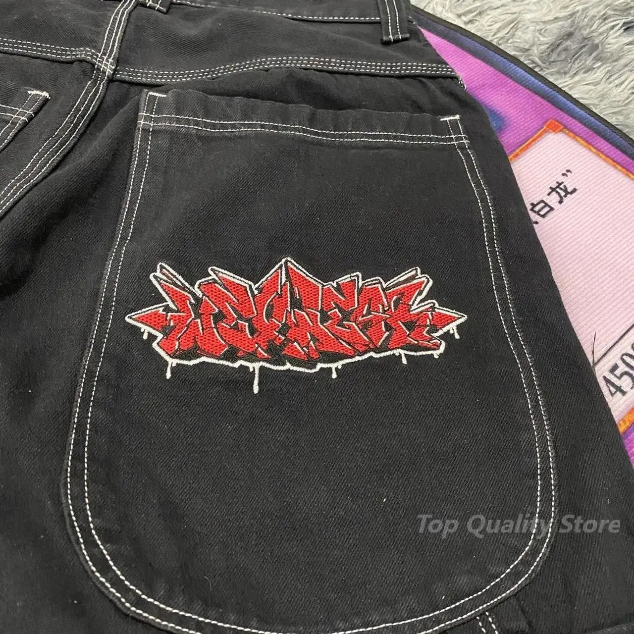 Vintage Y2k Wexwear haft deskorolka Jeans spodenki jeansowe luźne Harajuku na siłownię szorty do koszykówki mężczyzn napis grafika Streetwear