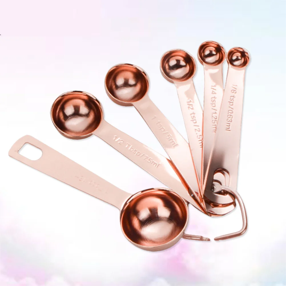 

6pcs Stainless Steel Measuring Spoons Set Copper Plated Kitchen Spoons For Dry Liquid Ingredients Accurate Measurement