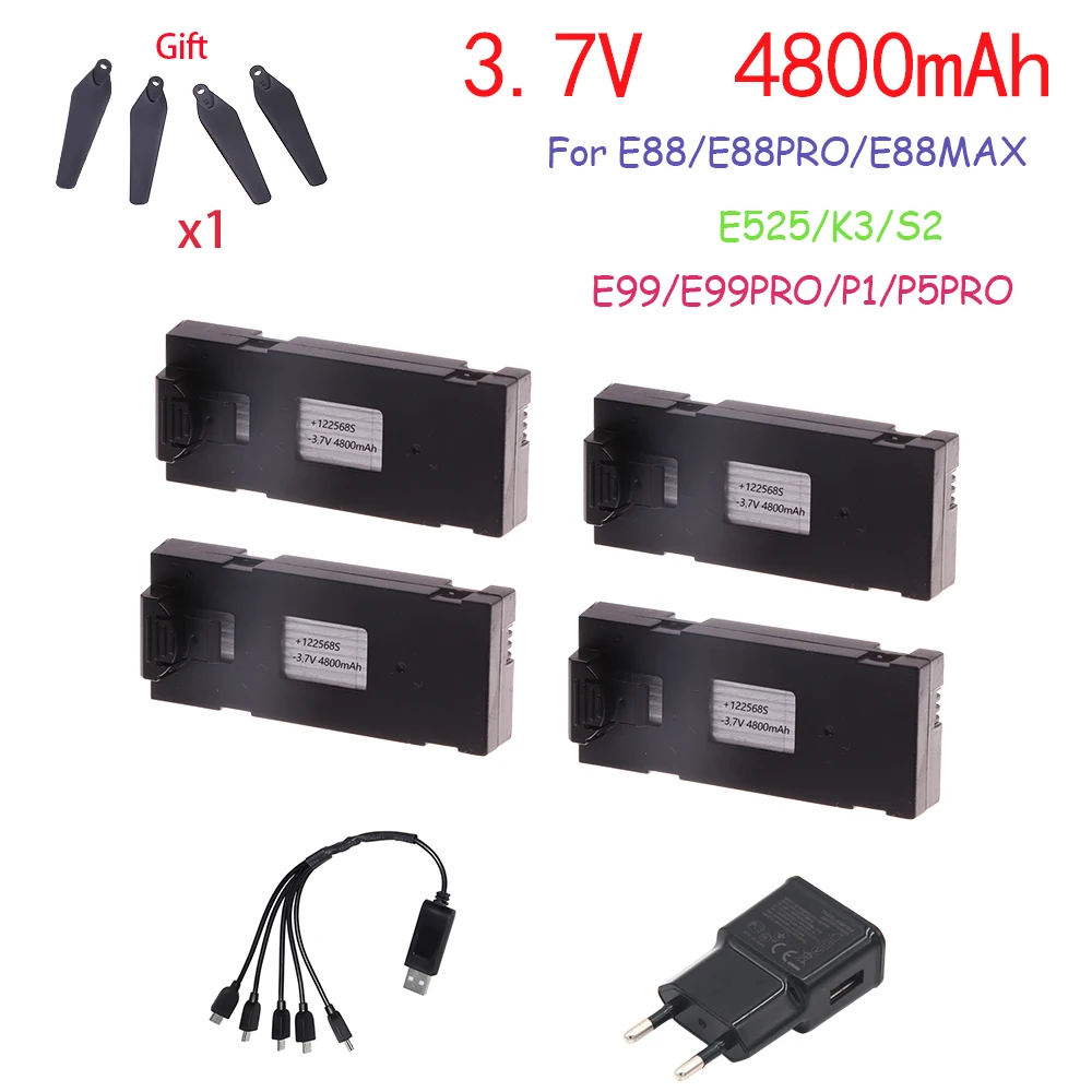 3.7 فولت 4800 مللي أمبير RC بطارية توصيل خارجي ملحق ل E88 E88PRO Ls-E525 E525PRO P1 K3 S2 شاحن صغير Uav بطارية توصيل خارجي خاص Rc أجزاء