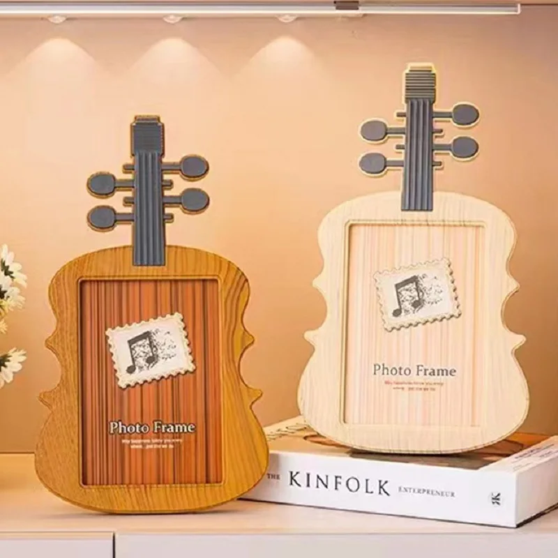 7-Inch Creative Violin Photo Frame - Unique Children's Picture Holder for Home Décor & Table Display