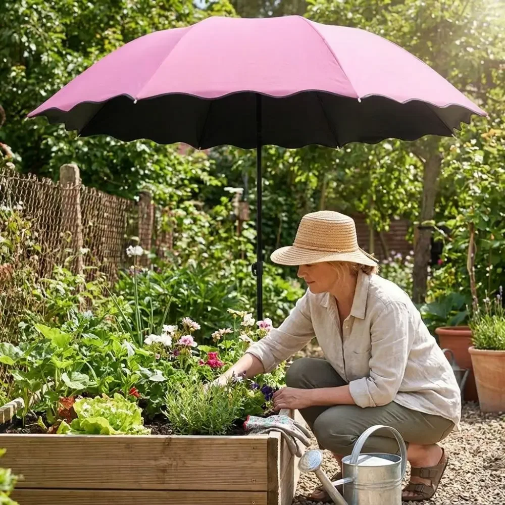 95cm Large Plant Shade Umbrella Weatherproof Cloth Metal Stake Plant Sunblock Cover UV Protection Sun Protection Folding Parasol