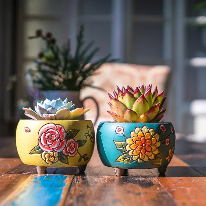 Porcelain Ceramic Flower Vases Flowerpot Hand Painted Indoor Tabletop Gardening Korean Succulent Mini Cute Fleshy Flower Pot