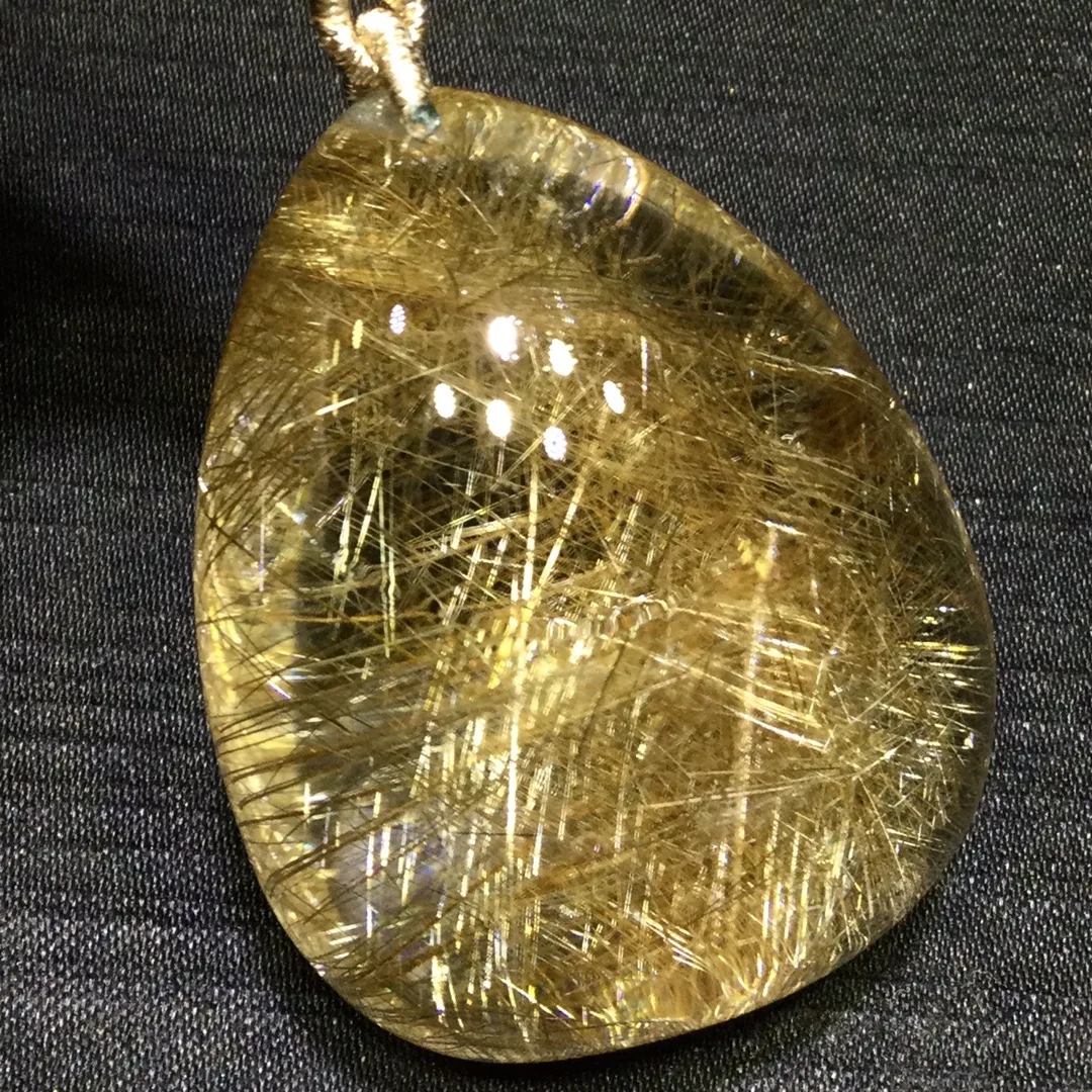

Natural Gold Rutilated Quartz Pendant Rutilated Quartz 44*35.5*22mm Men Women Brazil AAAAAAA