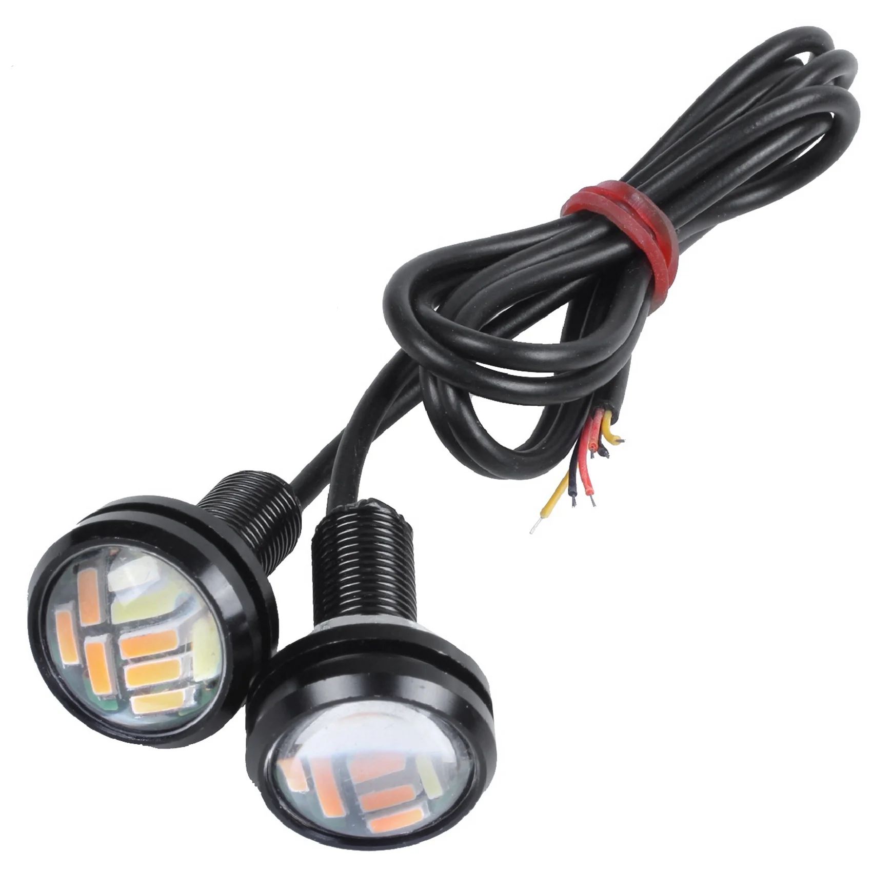 2 Pcs 12V 23Mm Dual Color Switchback 4014 12 Led Drl Eagle Eye Daytime Light