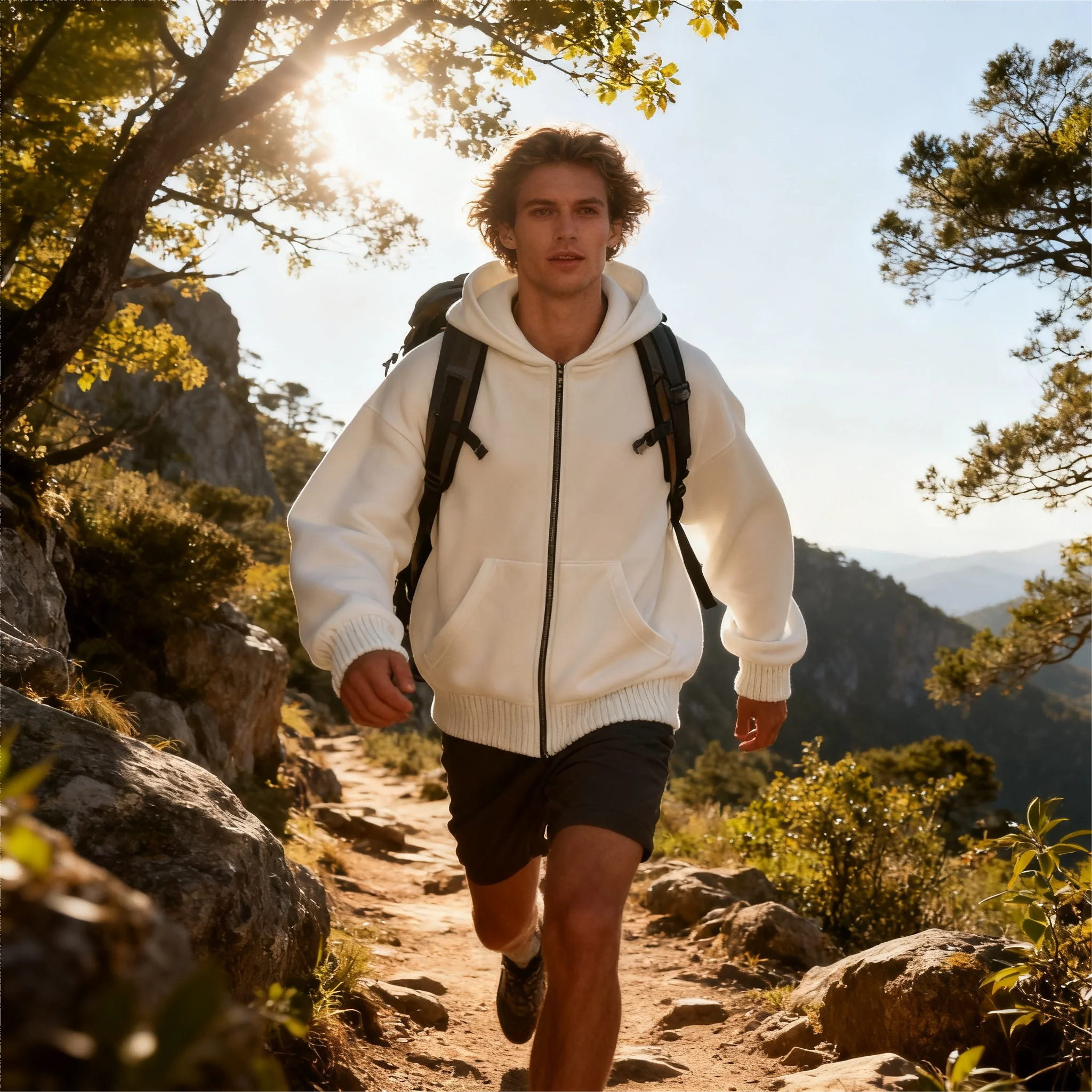 Unisex Double Hooded Fleece Sweatshirt Woman Balaclava Hoodie Half Zip Warm Outfit for Fall Winter Men Clothing Masked Outfit