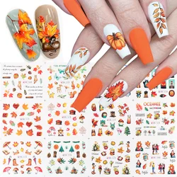 12 sztuk jesienne złote liście naklejki na paznokcie suwaki do Manicure liść klonu Nail Art naklejki transferowe wody folie jesienne dekoracje