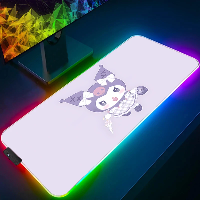 Mouse Pad RGB Kuromi Designed specifically Rubber PC Computer Gaming Accessories Mousepad Desk Mat LED Backlight Gamer Carpet