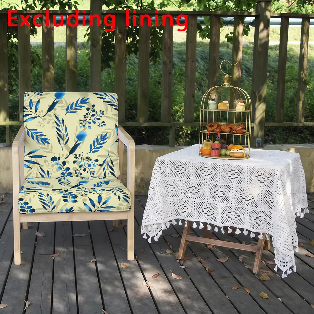 6/8pcs Aqua Blue Foliage Outdoor Patio Sofa Cushion Cover, Removable Washable Patio Furniture Slipcover