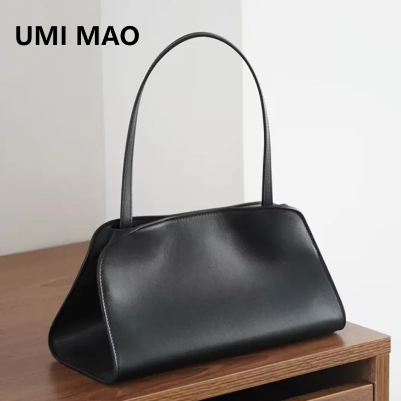 UMI MAO High-end Genuine Leather Tote Bag Women Luxury Top-grain Cowhide Underarm Bag Soft Odorless Large Capacity Shoulder Bag