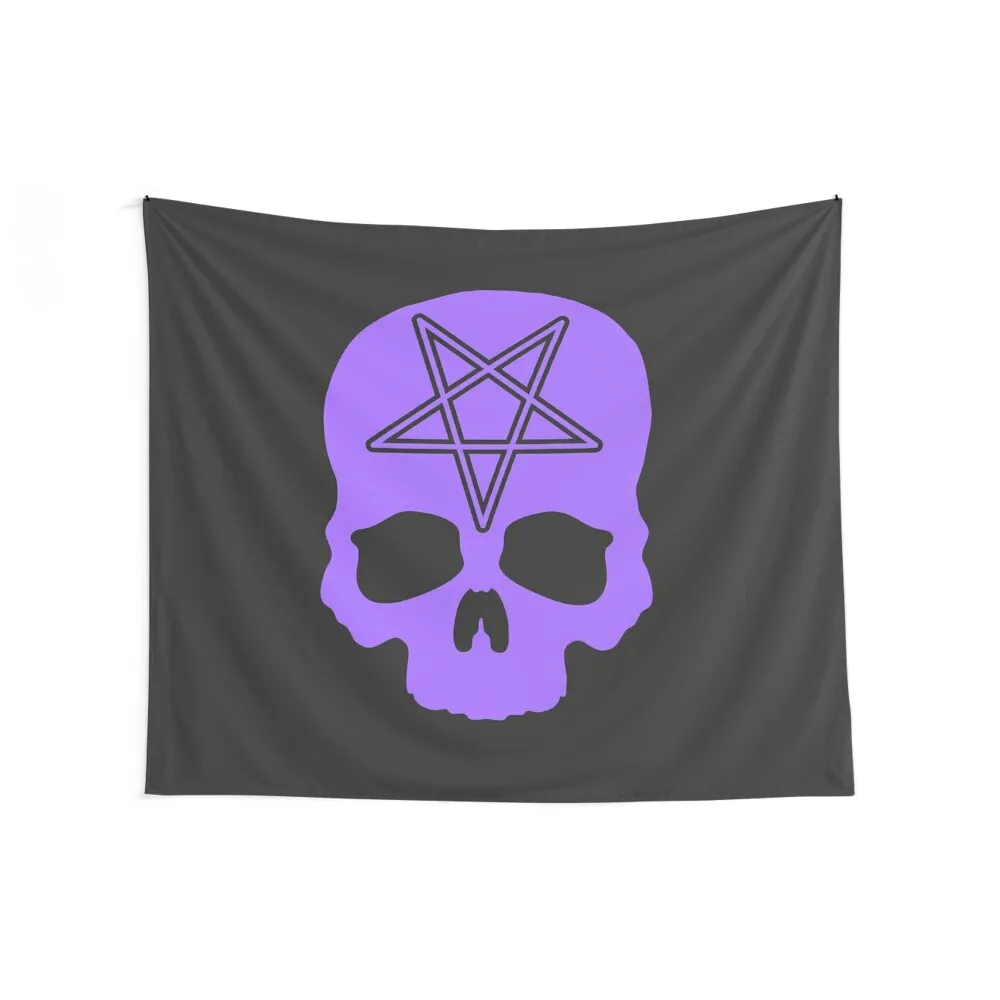 Purple - Pentagram Skull Tapestry Bedroom Organization And Decoration Aesthetics For Room Tapestry