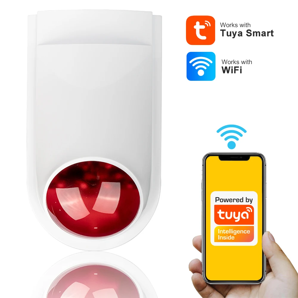Tuya Wifi syrena zewnętrzna syrenka Alarm bezpieczeństwa Smartlife stroboskopowe migające światło dla bramy ostrzeżenie Led bezpieczeństwo motoryzacyjne Strobo