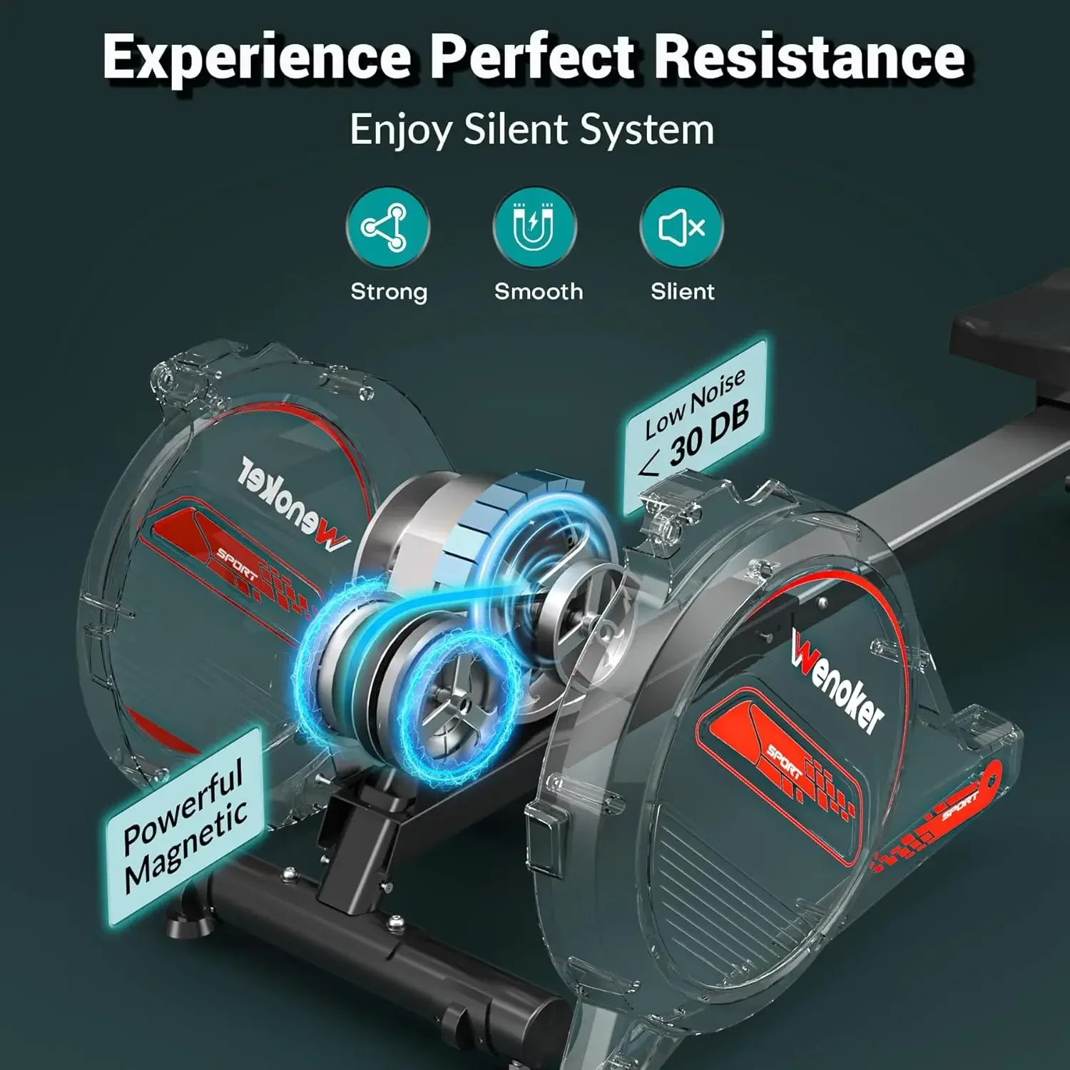 آلة التجديف، للمنزل، سعة وزن 350 رطل، همس أملس هادئ مع حامل لوحي بشاشة LCD