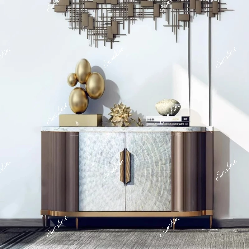 Light luxury post-modern solid wood shell porch locker simple foyer storage cabinet