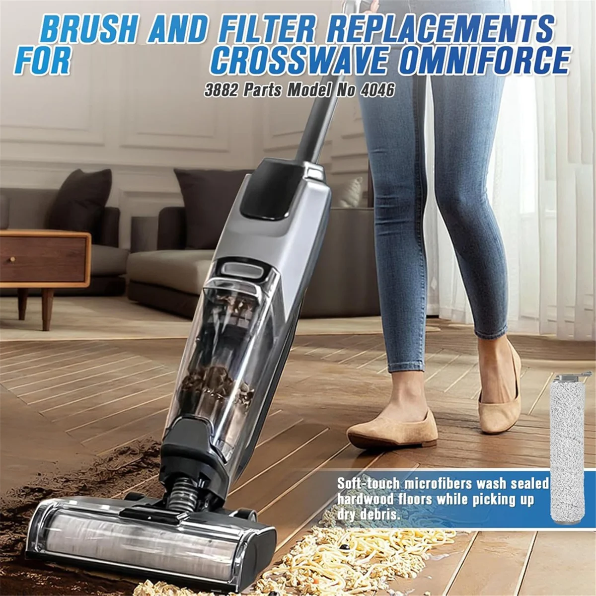 3882 gulungan sikat dan Filter suku cadang pengganti untuk CrossWave 3882 3883 Aksesori vakum kering basah