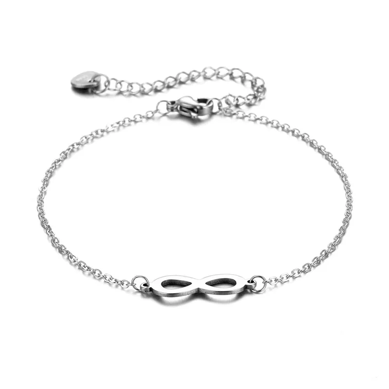 Stainless Steel Infinite Symbol Charm Bracelets for Women Girls Simple Hand Accessories Gifts for Lover