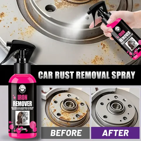 NEW All-Purpose Rust Remover Spray - 120ML, Fast-Acting Iron Oxidation Eliminator, Restores Shine, Safe on Various Surfaces