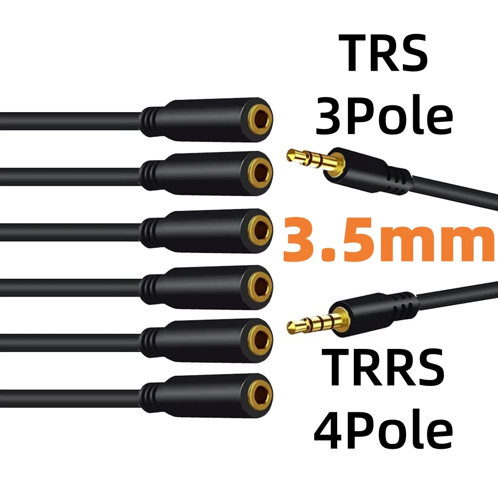 

Headphone Splitter TRS/TRRS 3.5mm Stereo Jack Multiport Adapter Audio Sharing AUX Extension Cord for Laptop PC Phone Speaker