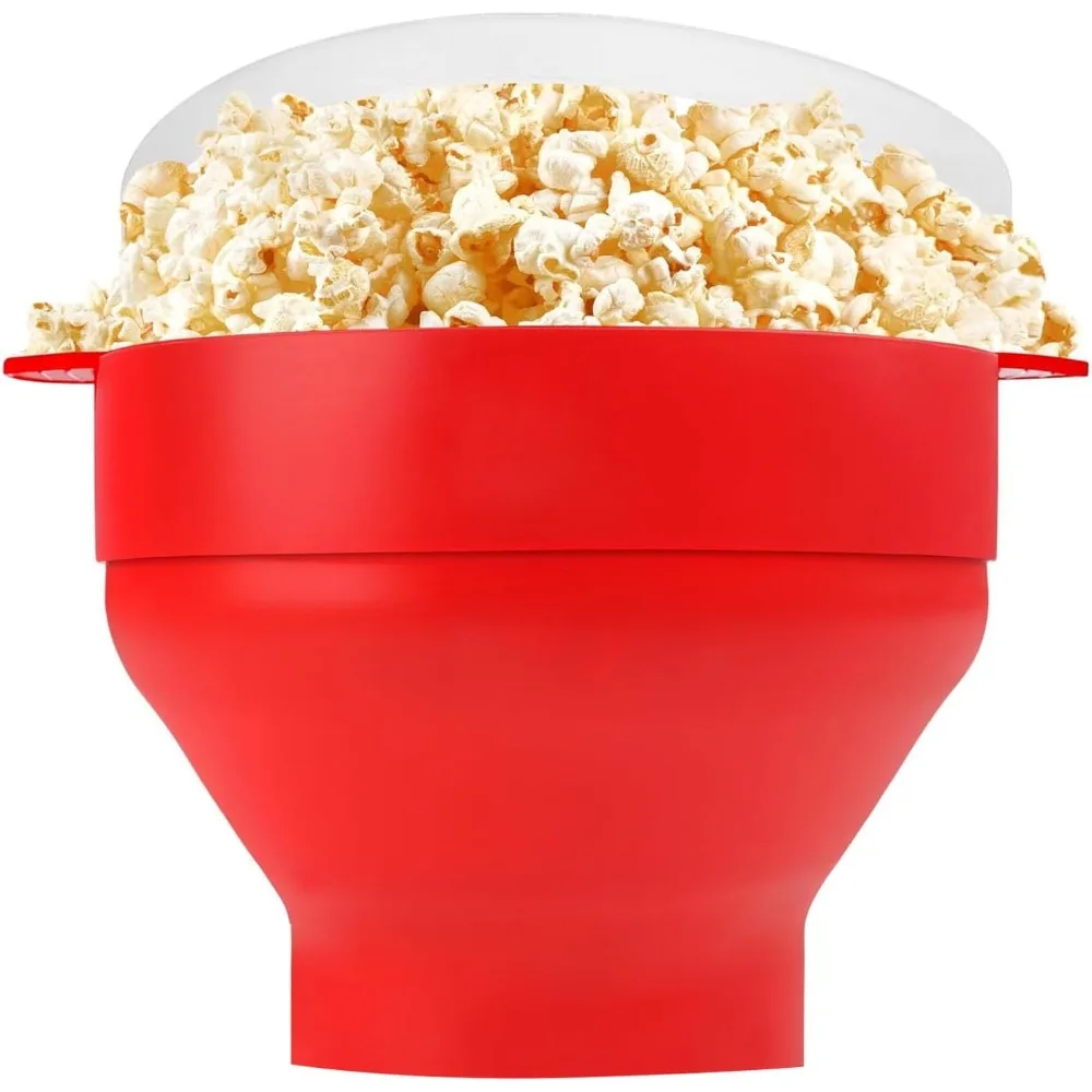1Pcs Silicone Microwave DIY Popcorn Maker Collapsible Bowl with Lid for Home Family Movie Fruit Dish Kitchen Easy Tools
