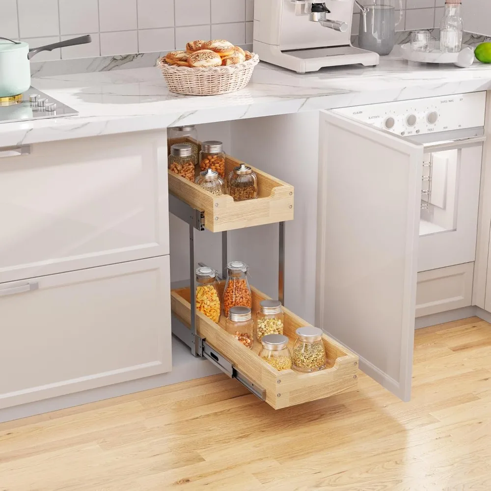 منظم خزانة خشبي قابل للسحب 2 ربطة عنق 9 وات × 21 د، أدراج منزلقة شديدة التحمل لتخزين الخزانات الداخلية وتنظيم كي #5
