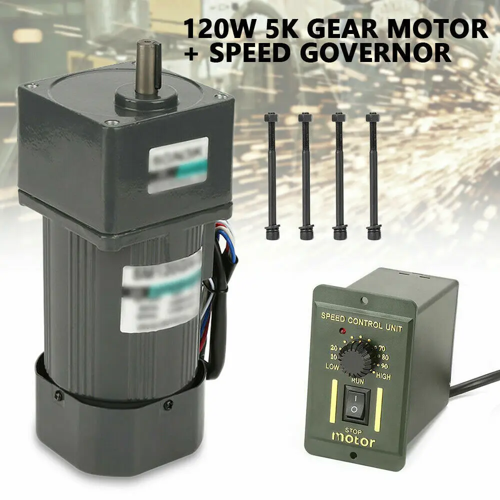 New 220V 120W 5K AC Gear Motor Electric Motor Variable High Torques W/ Speed Controller 0-270RPM