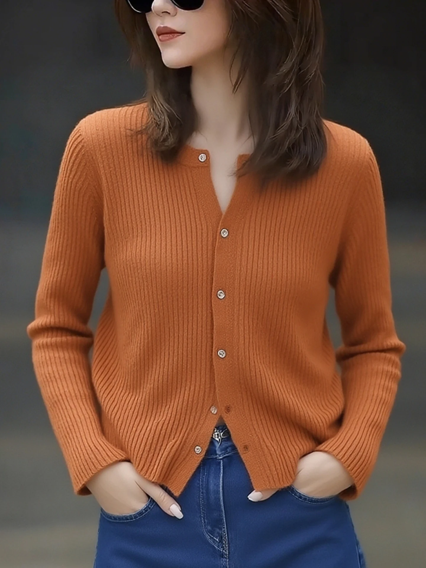 

Модный женский вязаный свитер с длинным рукавом на одной пуговице, зимняя одежда, европейский бренд класса люкс, для повседневной носки