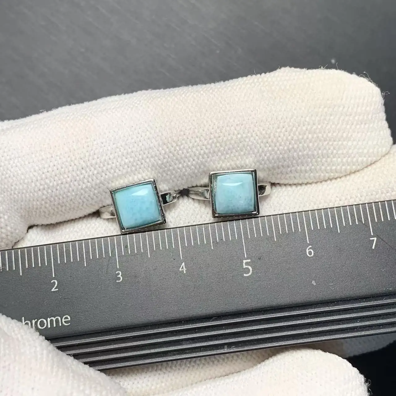 Square Natural LARIMAR Hoop Earrings for women Copper Jewelry Gift Blue Simple Jewelry Classic