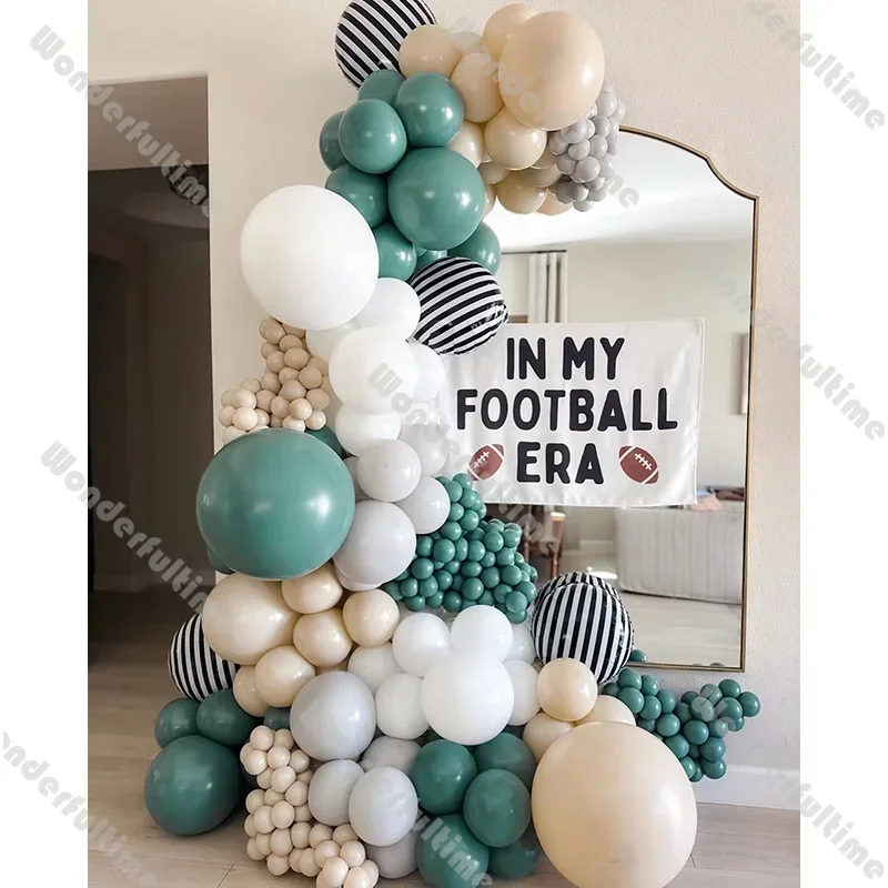 166pcs White Green Balloon Garland Kit Boy 1st Birthday Baby Shower Girl Football Theme Party Decor Gender Reveal Party Supplies