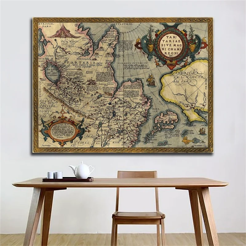 レトロな世界地図のキャンバス絵画,ヴィンテージのポスター,壁の芸術の写真,リビングルーム,家の装飾,不織布カード,150x100cm