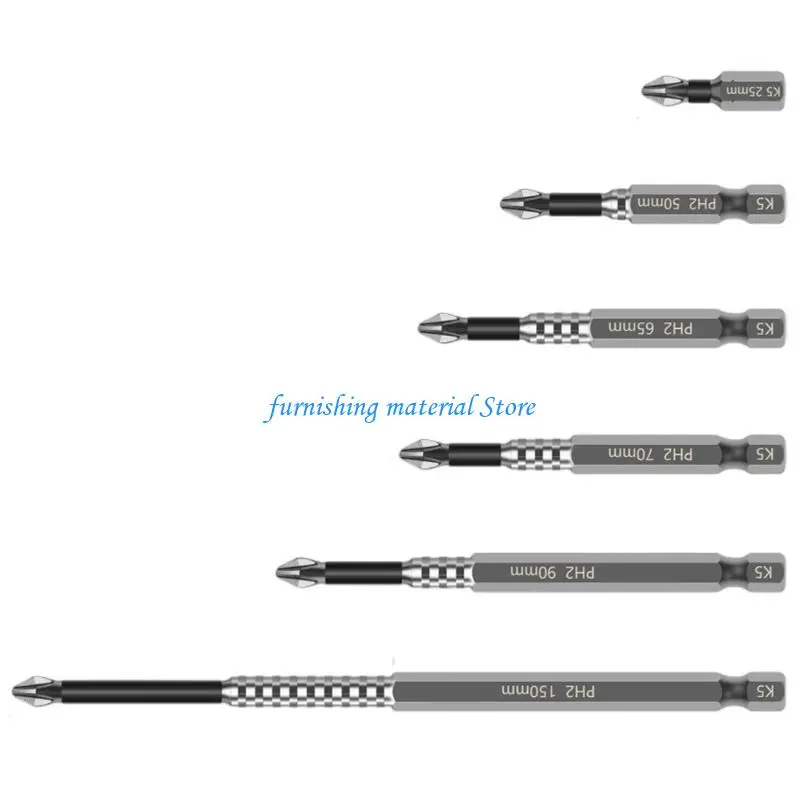 

Y5GD 6Pcs Screwdriver Bit Nonslip Shank Impact Drill Bit Crossed Bit Set Tool 25-150mm Lenght
