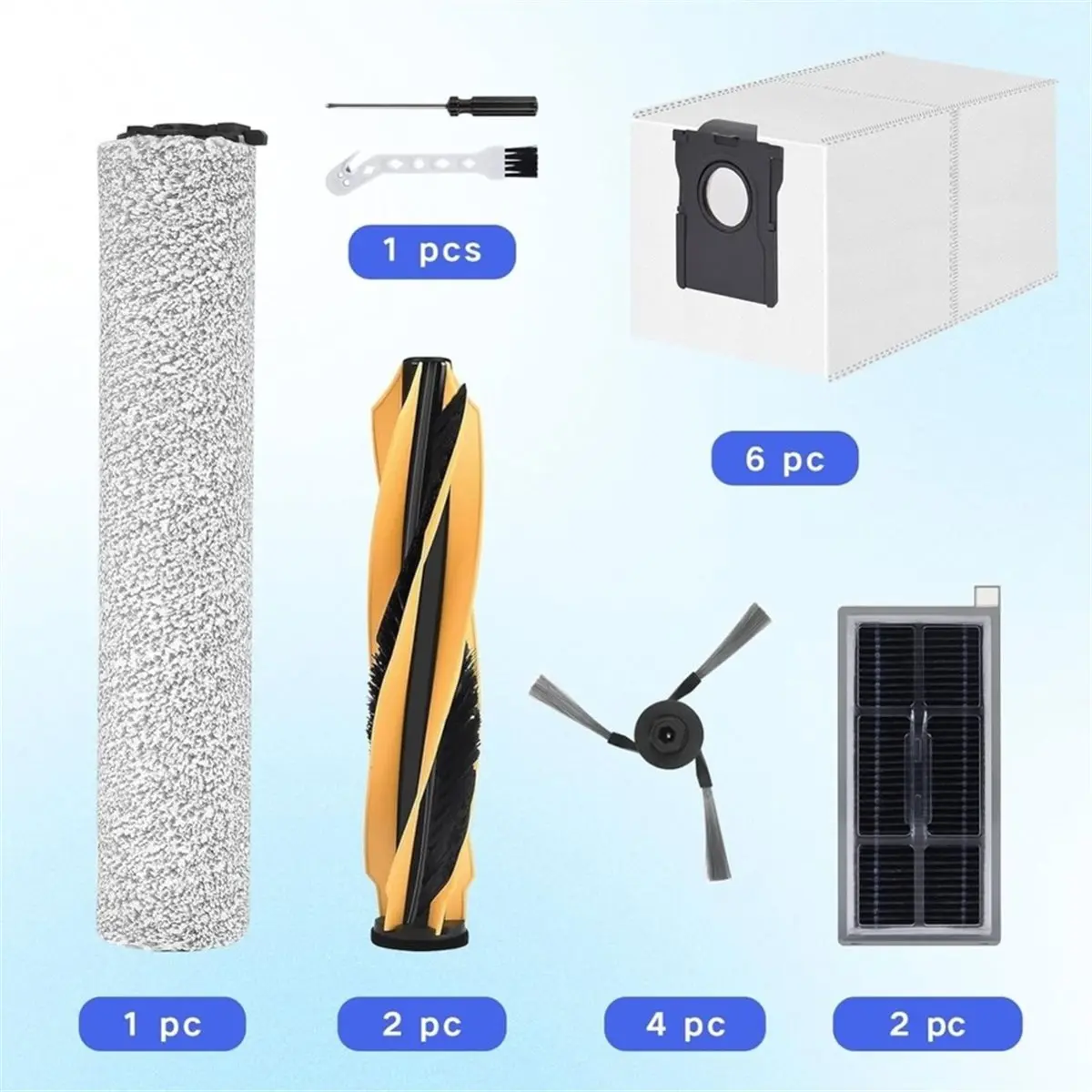 【Newest AT03】Accessory Set for Z60 Ultra Roller Complete Robot Vacuum Cleaner,with Main Brushes,Roller Wiper,Dust Bags,Filters