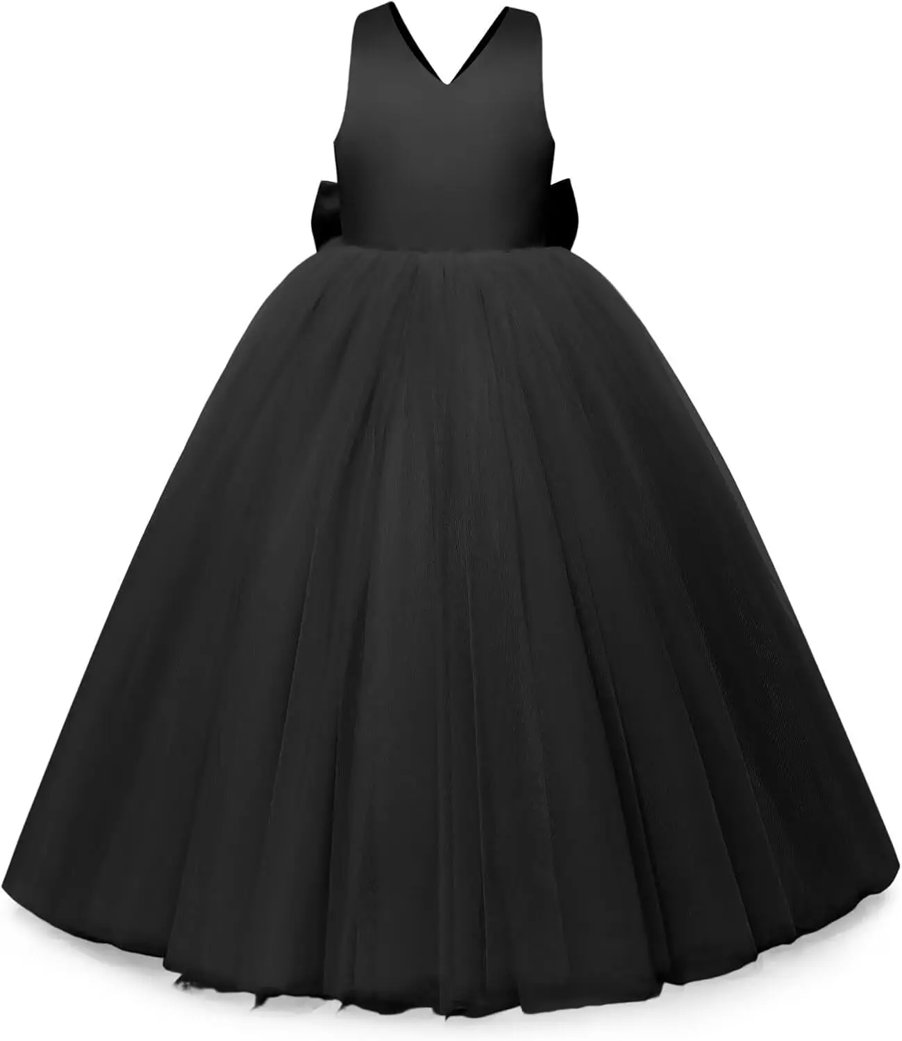 Платье с перекрещенными бретелями для девочек-цветочниц, атласное длинное платье для выпускного вечера с бантом, пышные тюлевые пышные платья для девочек, платья с цветочным узором для девочек