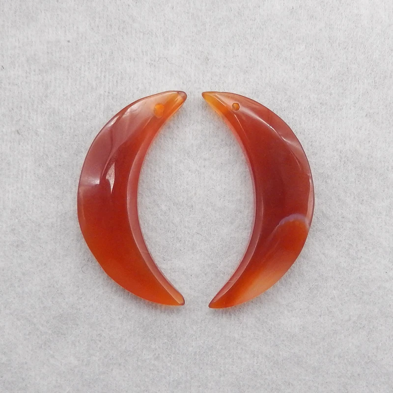 

Natural Red Agate Moon Earring Bead 33x9x5mm 5.1g Beauty Jewelry Women Earrings Accessories