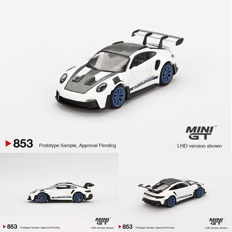 PreSale MINIGT 853 1:64 992 GT3RS Weissach Package White Blue Diecast Diorama Model Collection Miniature Toys