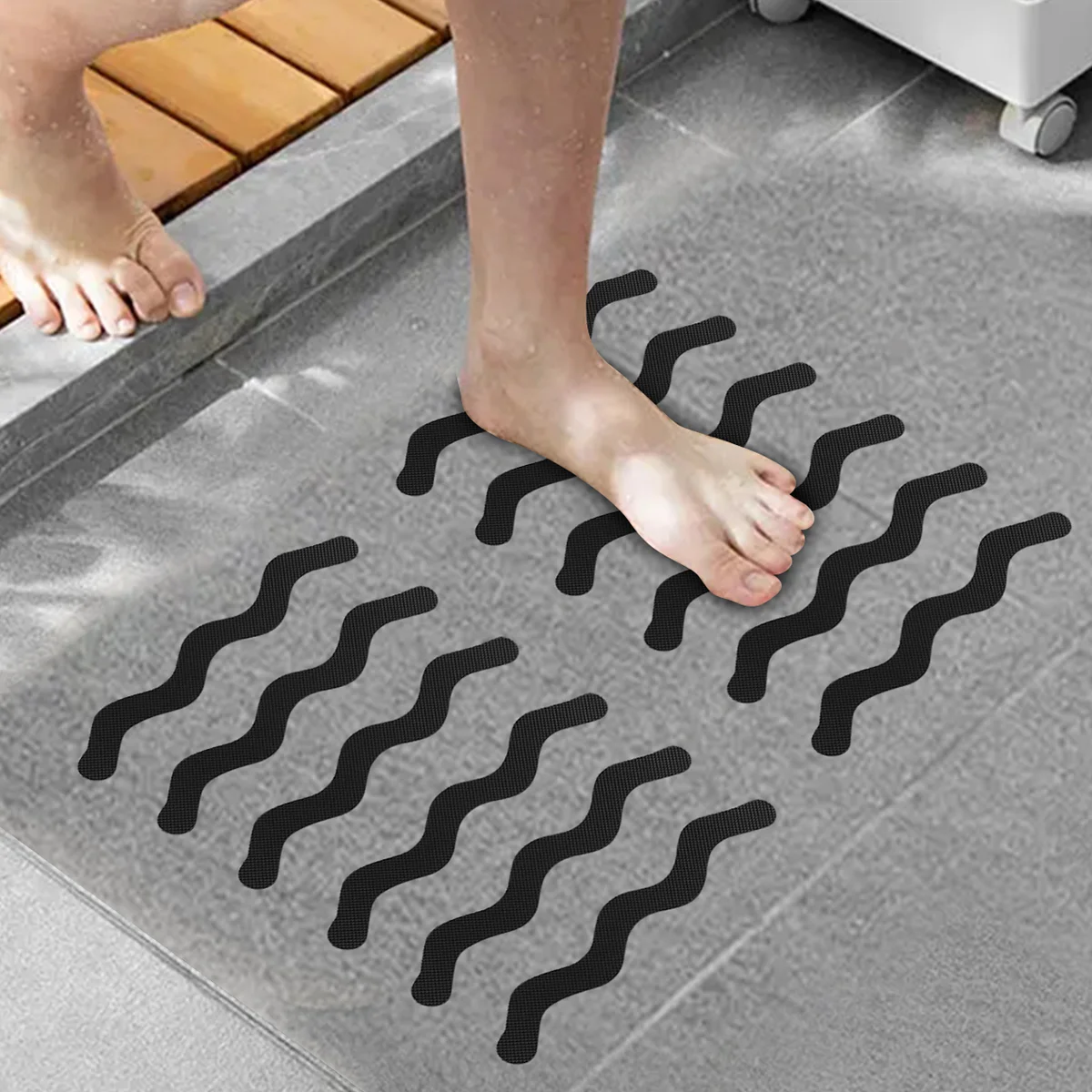 24pcs/pack Bathroom Floor Anti-Slip Sticker Safety Shower Strip Decals For Bathtub Shower Stairs With High Quality Scraper