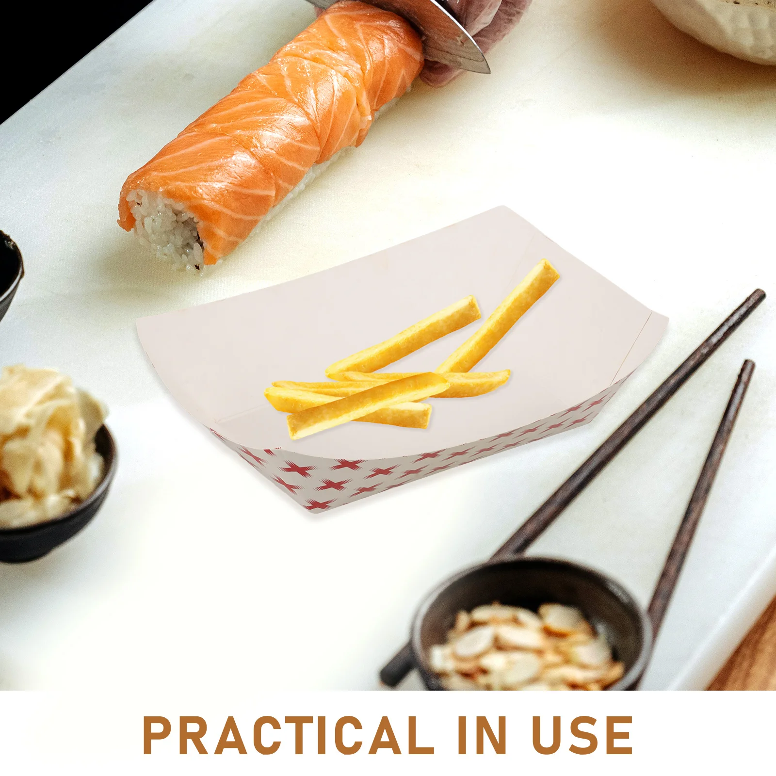20 Pcs Kraft Paper Shipping Box Containers for Food Storage Tray Hot Dog Holder Trays Sushi Dogs Case Snack Serving