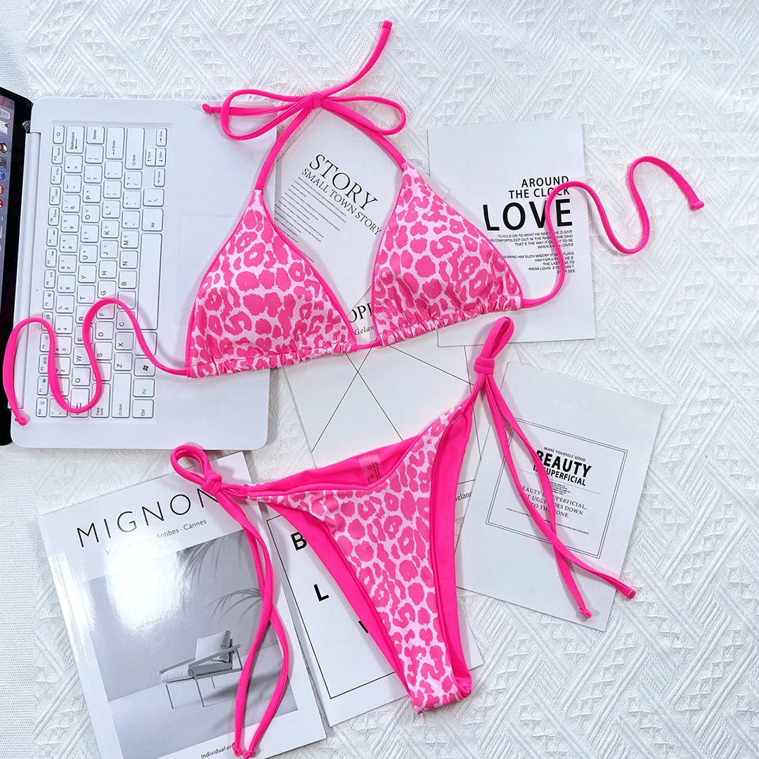 Sexy Neckholder-Bikini im brasilianischen Leopard-Stil, Damen-Badeanzug, zweiteiliges Bikini-Set, Badebekleidung, Badeanzug, Schwimmbekleidung V3681SW – Detail 38