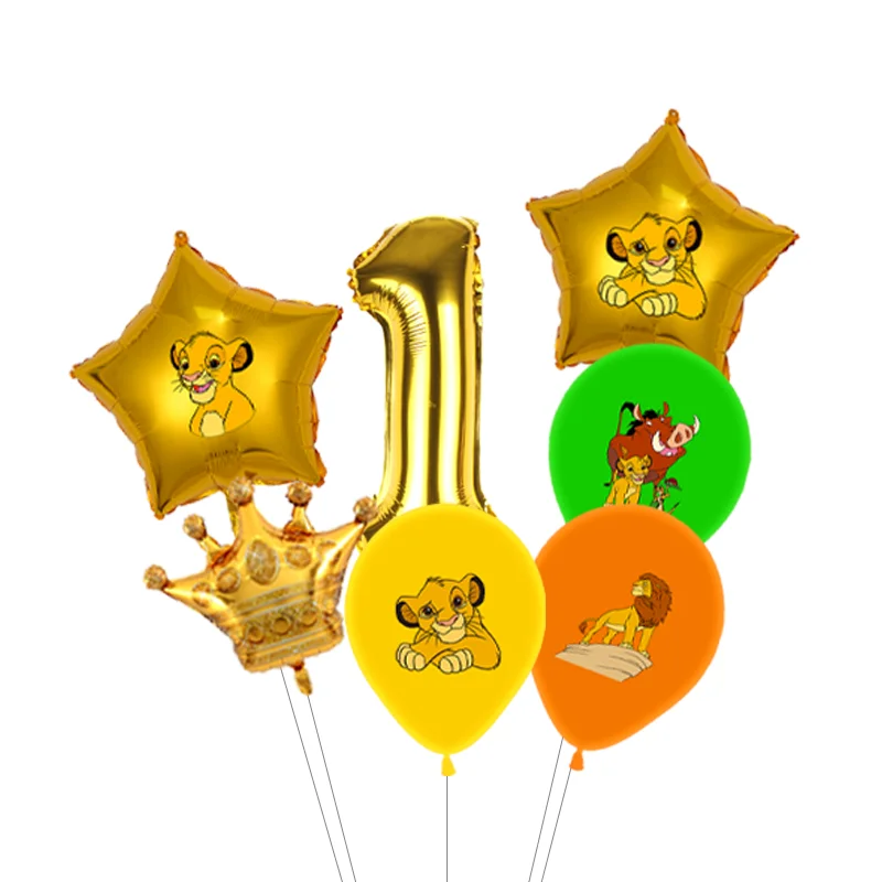 Simba Lion King Party Theme Set Latex Balloon Kids Birthday Party Decoration Number Balloon Globos Supplies view 2