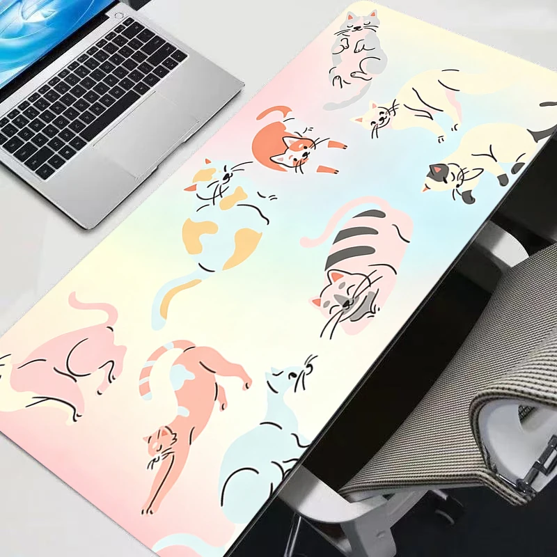 Mouse pad Anime Cute Cat professional eSports game players Speed Lock Edge Rubber Game Desk durable Mousepad Keyboard Mat