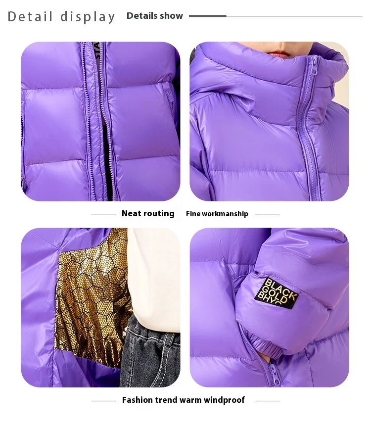 Herbst und Winter Neue Kinder-Daunenjacke Schwarz Gold Standard Eltern-Kind Weiße Entendaunen Verdickte Jacke für Jungen und Mädchen – Detail 21