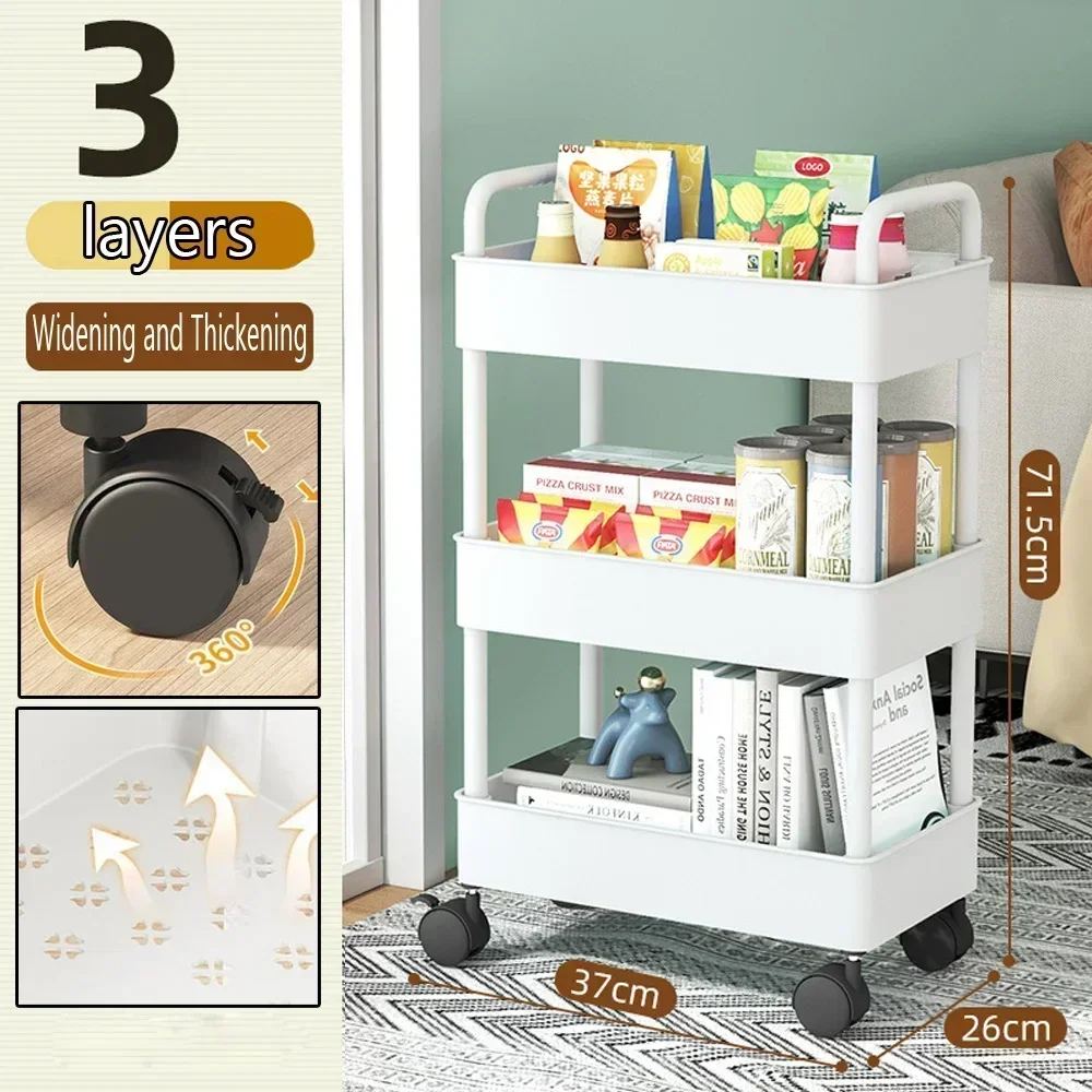 Mobile Storage Rack Trolley Kitchen Bathroom Bedroom Multi Storey Snacks Storage Rack with Wheels Organizer Home Accessories