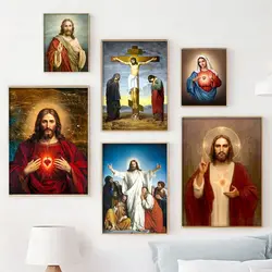 Holy Jesus Hanging Art Poster Figure Print Mary Church Christ Sacred Heart Religion Canvas Painting Christian Decor Wall Picture