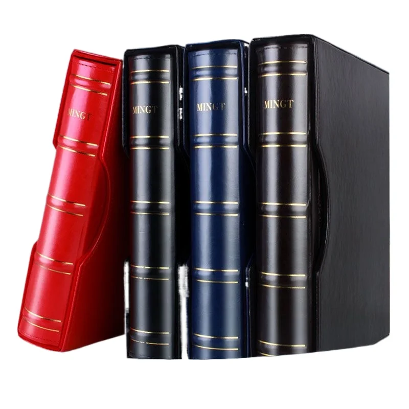 Stamp Coin Big Collection Album Leather Collecting Binder with Slipcase Paper Money Banknote Storage Book Organizer Holder Cover