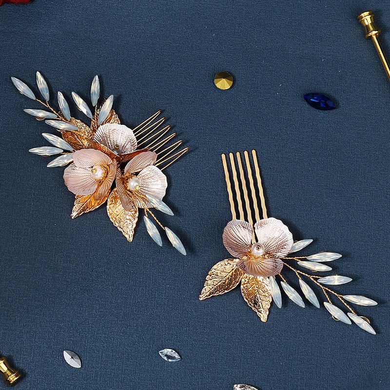 Kristal Haar Kammen Clips Voor Vrouwen Goud Kleur Handgemaakte Bruids Bruiloft Accessoires Haarspelden Haar Sieraden Hoofddeksel Geschenken