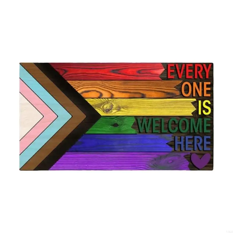 Rainbow Gay Lesbian Prides Welcome Sign Wooden Welcome Sign with Greeting Message for Entry Porch Wall Office or Shop Form Y5GB