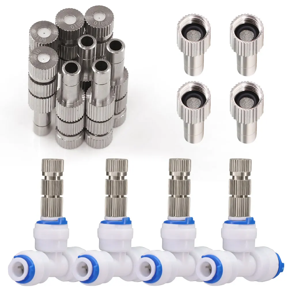 

10PCS 6mm Garden Pant Irrigation Indoor Cooling System Low Pressure Spray Nozzle Hose White Plastic Three-Way Quick Connector