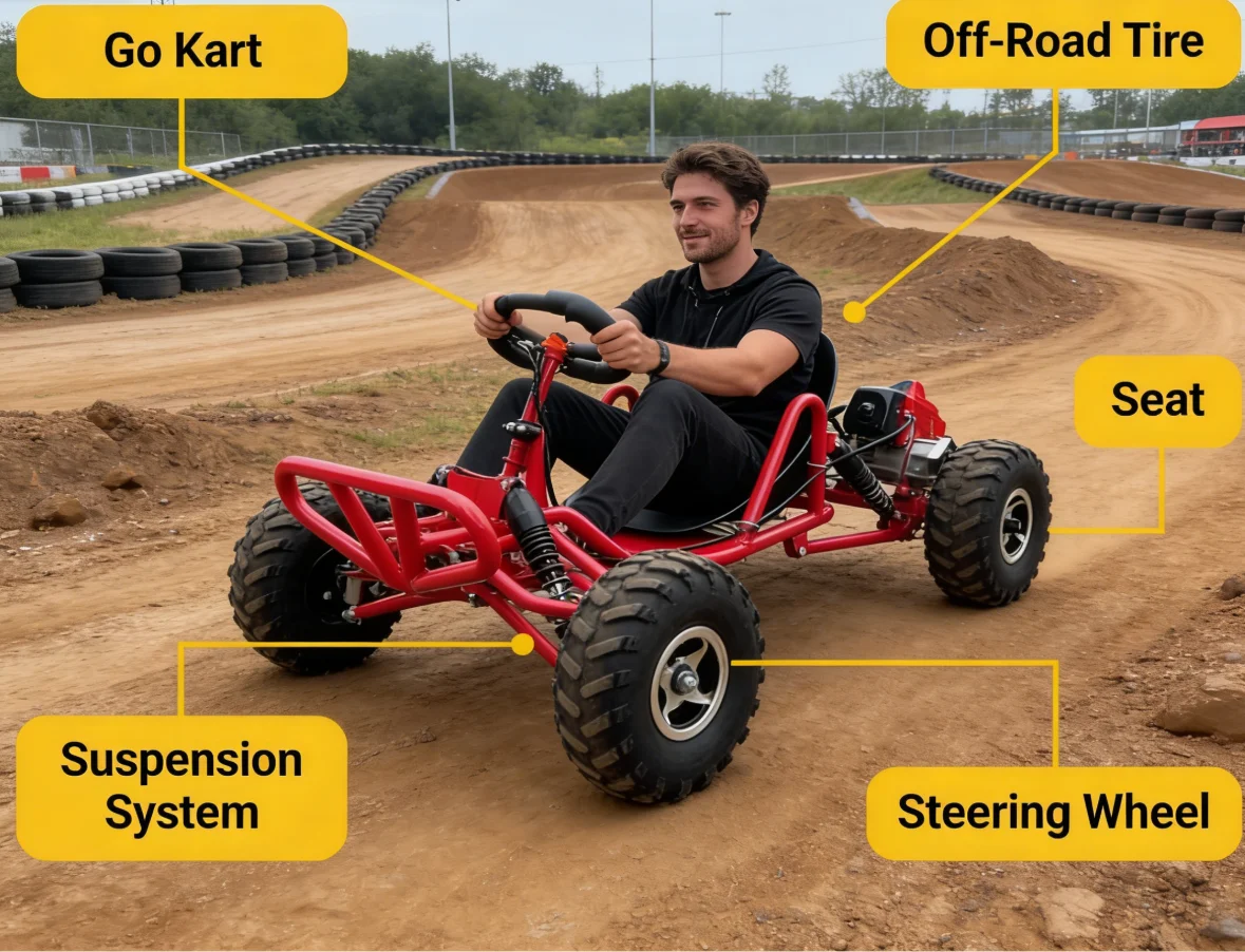 Go-Kart da Corsa a 4 Tempi ad Alte Prestazioni per Adulti, Kart da Spiaggia per Drift, Vendita Diretta